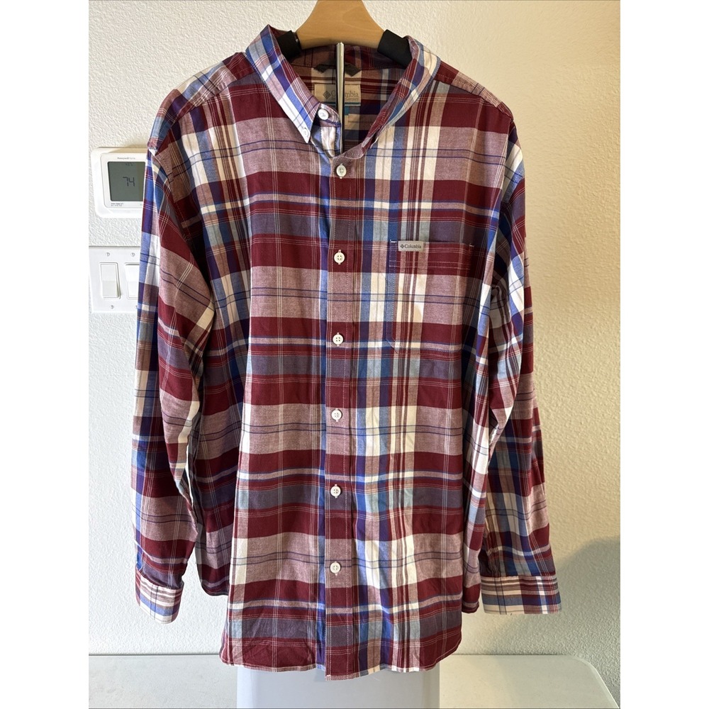 Columbia Men's Long Sleeve Button Down Cotton Shirt Multicolor Plaid Size XXL